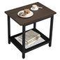 2-Tier Outdoor Side Table with Storage, Weather Resistant Patio End Table, HDPS Small Accent Table for Deck, Garden, Pool, Backyard, Brown - color: Brown