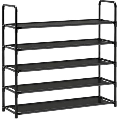 Large Capacity Shoe Rack, 5-Tier Shoe Organizer for Closet, Entryway, Hallway, Holds 20-25 Pairs, Sturdy & Durable Waterproof Fabric Shelf, Space-Saving,Black(35.8" Wide) - size: 5-Black-35.8"