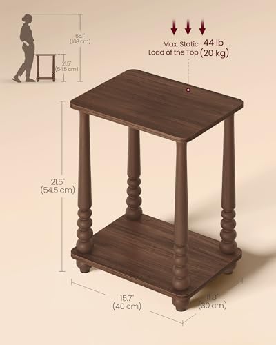 VASAGLE Mariel Collection - Side Table, Accent Nightstand for Small Spaces, Rectangular End Table with Shelf, Solid Wood Legs, Mid-Century Modern, Living Room Bedroom, Chestnut Walnut ULET294KX01S - color: Chestnut Walnut