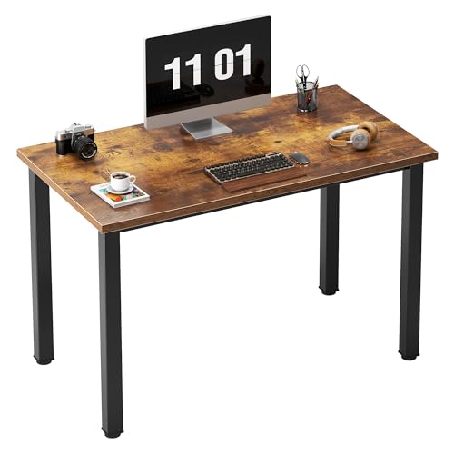 Need Small Computer Desk, 39.4 Inch Sturdy Writing Table, Compact, Rustic | Black Metal Frame, Teens Study Table, Home Office Desk, Adjustable Feet, Water-Resistant, Dorms & Bedrooms, Easy Assembly - color: Rustic Brown, size: 39.4 inches