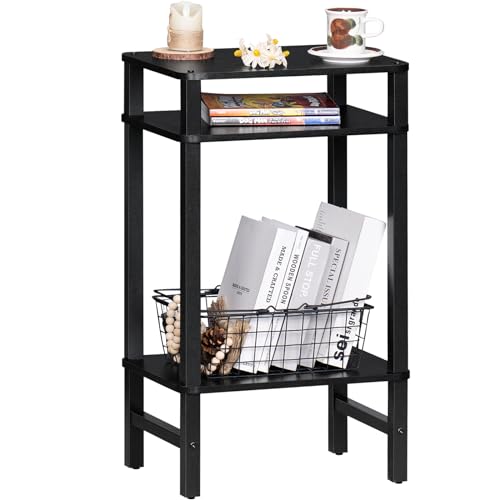YUFAM Side Table End Table Tall Night Stand 3-Tier for Living Room Bedroom Bathroom Office Furniture Black - color: Black, size: 3 Tier