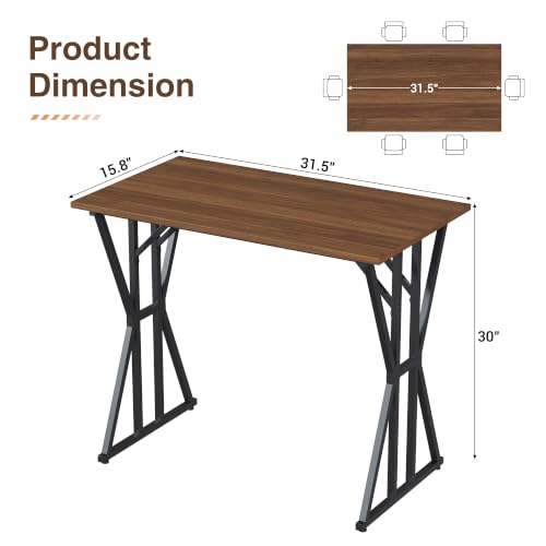 YOUDENOVA 32 Inch Small Computer Desk for Home Office, Gaming Writing Desk for Bedroom Modern Study Work Table Simple Style Workstation with Triangle Reinforcement Structure,Brown