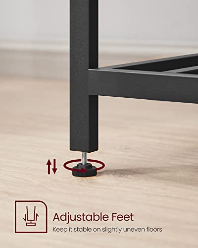 VASAGLE Kitchen Island with 3 Shelves, 47.2 Inches Width Kitchen Shelf with Large Worktop, Stable Steel Structure, Industrial, Easy to Assemble, Rustic Brown and Black UKKI01BX - color: Rustic Brown + Black, size: 47.2"W x 35.4"H, style: without Power Out
