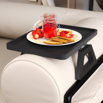 Couch Arm Tray,Bamboo Folding Sofa Tray,Sofa Armrest Trays Clip-On Couch Desk for Drinks,Snacks,Phone,Remote Control（Black） - color: Black, style: 13.0" x 9.4"