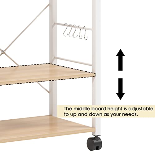 sogesfurniture 3-Tier Kitchen Baker's Rack Utility Shelf Microwave Oven Stand Storage Cart Workstation Shelf 3-Tier Kitchen Utility Cart on Wheels with Storage, Maple - color: Maple