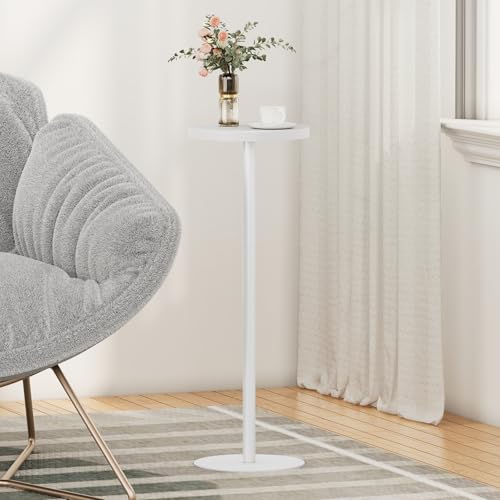 TUTOTAK Tall Round Side Table, Small End Table, Drink Table, Pedestal Table | for Small Space, Beside Table, Living Room and Bedroom, White TB01BW065 - color: White, size: 1 Pack, style: Ordinary