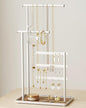 susswiff Jewelry Holder Organizer Stand - Adjustable Tall 17.5" (Max), Sturdy Jewelry Hanger for Necklaces, Earrings, Bracelets, Rings, Jewlery Display and Storage, White, Metal - color: White