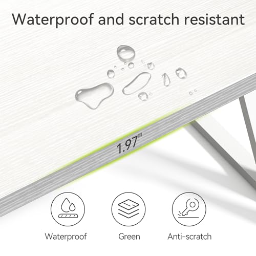 LITTLE TREE 55 Inch Large Simple Industrial Computer Desk Study Writing Table Home Office Workstation,White - color: White