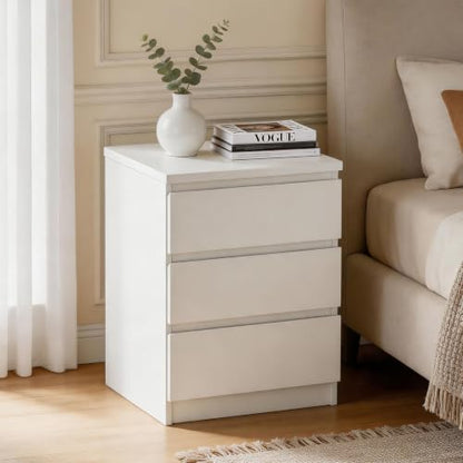 Nightstand with Drawers, Bedside Table with Drawers, Sofa Side Table Storage Cabinet, Night Stand for Bedroom Living Room (1, 3 Drawers White, 19.7" W×15.6" D×26.57" H) - color: 3 Drawers White