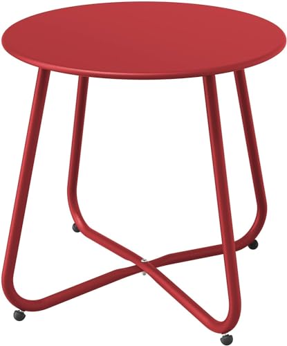 Grand patio Outdoor Side Table 18-inch Round End Table Accent Table for Bistro Balcony Apartment Red - color: Round Feet, Red