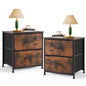 Nightstand Set of 2 Small 2 Drawer Dresser End Table Bedside Furniture | Wooden Top Fabric Bins for Bedroom, Closet, Entryway, Dorm, 11.8" D x 18" W x 20", Brown - color: Brown