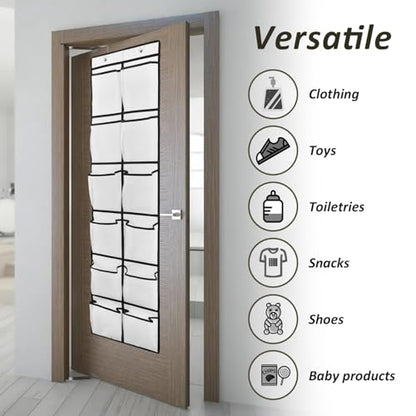 GOMAJI 2PK 12 Large Pockets Over Door Hanging Shoe Organizer - color: White