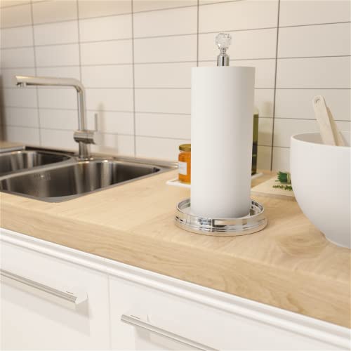 KASUNTO Crystal Ball Paper Towel Holder - Steel Stand for Countertops & Tables, Fits Standard & Jumbo Rolls, Polished Chrome - color: Poilshed Chrome