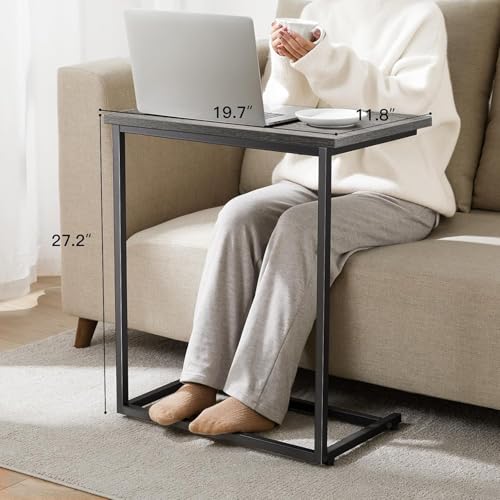 Pipishell C Shaped End Table 27 Inches High, Side Table for Couch Slide Under, Sofa Side Table for Living Room, Grey - color: Grey