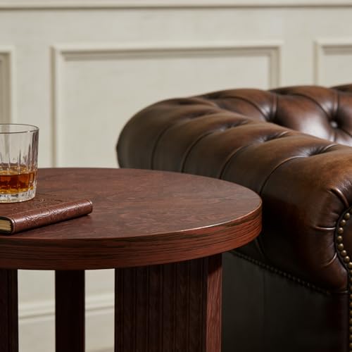 17.52" Small Round Side Table, Burgundy | Coffee Table with Smooth Thick Mesa, Circle End Table with X Shaped Stable Legs, Accent Tea Table for Living Room, Office - color: Burgundy, style: Side Table