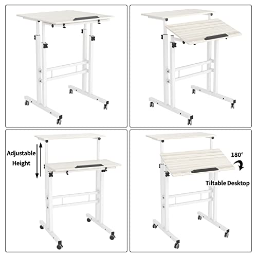 SogesHome Adjustable Laptop Desk Table 23.6inches Portable Laptop Table Computer Stand Desk Cart Tray Table, White Maple - color: Maple, size: 23.6''