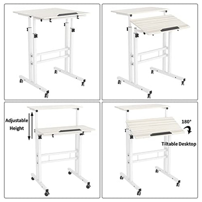 SogesHome Adjustable Laptop Desk Table 23.6inches Portable Laptop Table Computer Stand Desk Cart Tray Table, White Maple - color: Maple, size: 23.6''