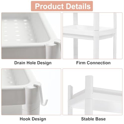 Tissting Bathroom Storage Rack 4-Tier, Plastic Freestanding Shelf | Multifunctional Organizer | Living Room & Bedroom & Kitchen | Space Saver(4 layers) - color: 4 Layers