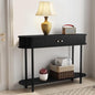 ARTPOWER 47.2" Modern Entryway Table with Wood Tambour Door, Accent Behind Couch Sofa Console with Storage, Fluted Side Table for Hallway, Living Room, Foyer, Black - color: Black