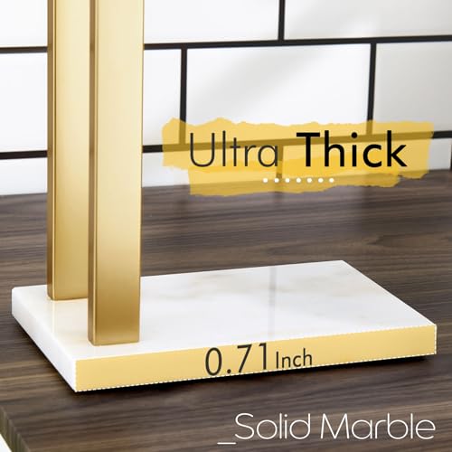 KOKOSIRI Hand Towel Rack Standing Towel Rails 2-Tier with Marble Base for Bathroom Vanity Countertop, Brushed Gold Stainless Steel 15.7'' Height THS0007-BG - color: Brushed Gold, size: 2-Bar