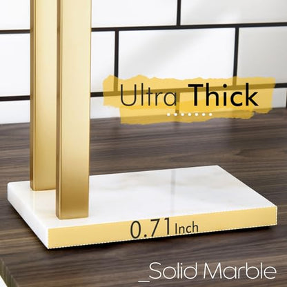 KOKOSIRI Hand Towel Rack Standing Towel Rails 2-Tier with Marble Base for Bathroom Vanity Countertop, Brushed Gold Stainless Steel 15.7'' Height THS0007-BG - color: Brushed Gold, size: 2-Bar