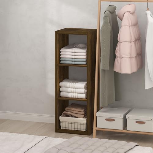 Furinno Cubic Extra Thick 3-Cube Closet Organizers and Storage, Amber Pine | 14.6 x 16 x 44 in, Open Shelf Closet Storage, Closet Organizer, for Wardrobe, Bedroom, Living Room - color: Amber Pine, size: 3-Cube