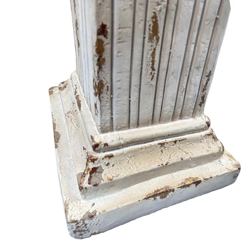 38.18" Tall Roman Column Pedestal Plant Stand with Base, Greek Style Pillar Sculpture Display Stand, Magnesium Oxide Large Decorative Pedestal for Indoor Outdoor Garden Patio Wedding Party Decor