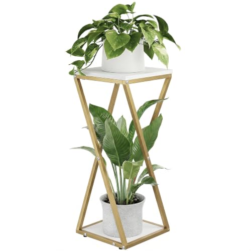 Bamworld Tall Plant Stand Indoor Corner Plant Shelf Tiered Plant Stand Wood Plant Table Heavy Duty Flower Pot Stands Metal Plant Holder for Living Room Bedroom Hallway(GOLD) - color: Gold