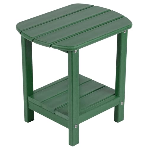 nalone Adirondack Side Table 16.5" Outdoor Side Table HDPE Plastic Double Adirondack End Table Small Table for Patio (Green) - color: Green