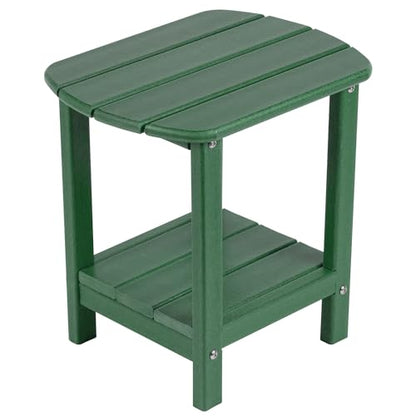 nalone Adirondack Side Table 16.5" Outdoor Side Table HDPE Plastic Double Adirondack End Table Small Table for Patio (Green) - color: Green