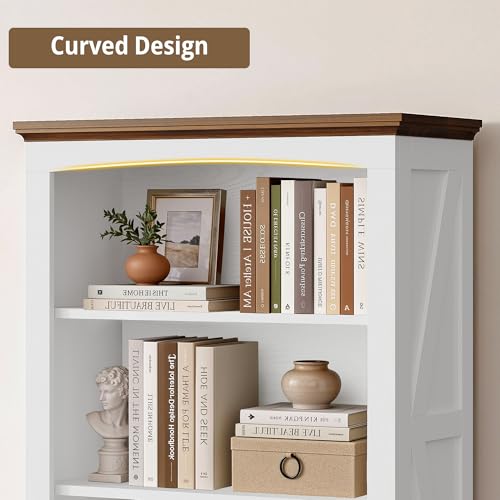 IRONCK 43" Tall 3-Tier Bookshelf, Farmhouse Bookcase White | White finish, anti-tip design, wood thick shelf, 30" wide floor-standing unit for home office, living room, bedroom