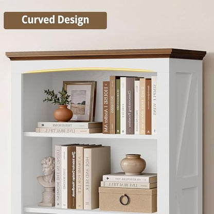IRONCK 43" Tall 3-Tier Bookshelf, Farmhouse Bookcase White | White finish, anti-tip design, wood thick shelf, 30" wide floor-standing unit for home office, living room, bedroom