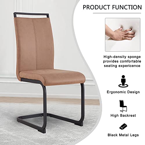 Baysitone Modern Dining Chairs Set of 2, Side & Kitchen Chairs with Faux Leather Padded Seat, High Back, for Dining, Kitchen, Living Room - Brown - color: Brown, size: Set of 2