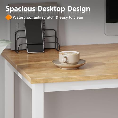 sogesfurniture Computer Office Desk Computer Table with BIFMA Certification Sturdy Office Desk Writing Desk,Teak&Black,BHUS-AC3BW-8040