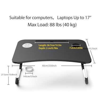 Bed Table Elekin Folding Lap Desk Laptop Desk Table with Storage Drawer/Cup Holder Folding Lap Desk Multi-Function Laptop Bed Table Desk Stand Bed Table Tray for Bed/Couch/Sofa - color: Black&white