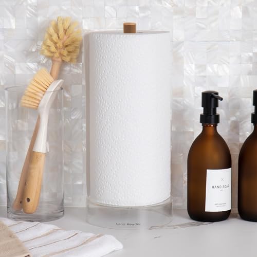 Mind Reader Paper Towel Holder, Kichen Storage, Countertop Organizer, Caddy, Kitchen, Acrylic, 6"L x 6"W x 14.65"H, Brown - style: Paper Towel Holder