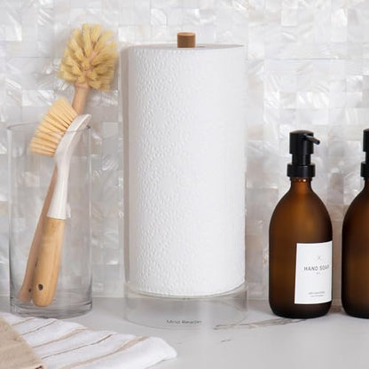Mind Reader Paper Towel Holder, Kichen Storage, Countertop Organizer, Caddy, Kitchen, Acrylic, 6"L x 6"W x 14.65"H, Brown - style: Paper Towel Holder