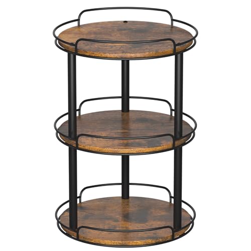 LAMU 12'' Wood Lazy Susan Turntable Organizer for Cabinet, 3 Tier Lazy Susan Spice Rack Organizer for Kitchen, Wood Turntable for Table Top, Countertop, Pantry, Bathroom - size: 12 inches 3 Tier