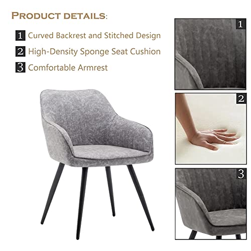 annjoe Faux Suede Accent Chair Arm Chairs Living Room Chairs Leisure Chair Upholstered Chair with Metal Legs Set of 2 for Home Kitchen Office Bistro Cafe - color: Light Gray