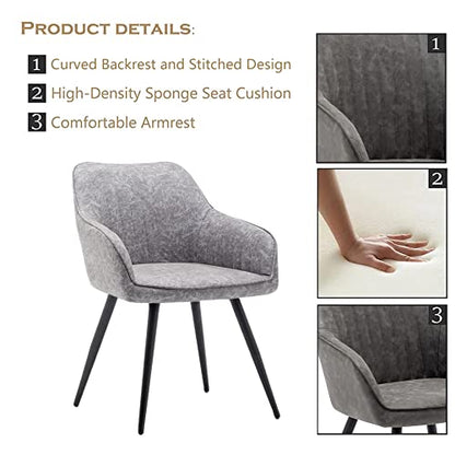 annjoe Faux Suede Accent Chair Arm Chairs Living Room Chairs Leisure Chair Upholstered Chair with Metal Legs Set of 2 for Home Kitchen Office Bistro Cafe - color: Light Gray
