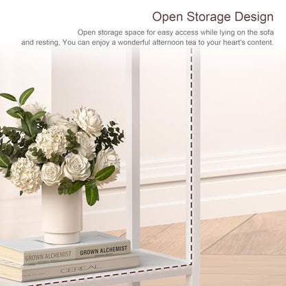 Narrow Side Table for Small Space, 2-Tier Slim End Table, Thin Nightstand, Skinny Snack Couch Table, Sofa Bedside Table, Tall Plant Stand in Living Room, Bedroom, Study, Kitchen and Balcony (White) - color: White, size: 2-Tier (7.9''D*17''W*22.8''H)