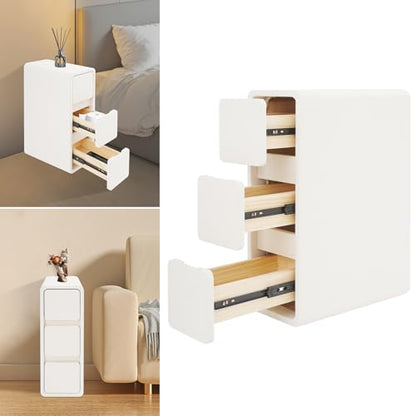Narrow Nightstand with Drawers, Floor Standing Small Bedside Tables Skinny Nightstand Narrow Side Table Slim End Table for Bedrooms, Living Rooms, Hallways, Study Rooms, Offices Off-White - color: Off-white
