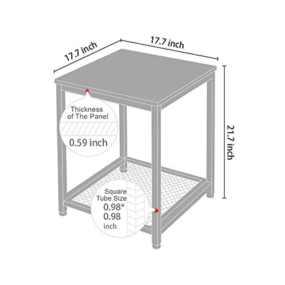 Industrial End 2-Tier Side Table with Storage Shelf Sturdy Easy Assembly Wood Look Accent Furniture with Metal Frame - color: Rustic Brown 3