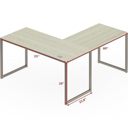 SHW Mission 55 x 60 Inches L-Shape Home Office Computer Desk, Maple - color: Maple, size: 55-Inch L-Shaped