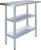 Stainless Steel Work Table with Double Undershelf – 24" x 18" Compact Commercial Prep Table for Kitchen, Restaurant, Bakery – NSF Certified (18 x 24) - size: 18x24