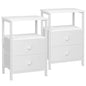 Night Stand, White Nightstands Set of 2 for Bedroom | Small Bedside Table with 2 Fabric Drawers, End Tables Living Room, Bed Side Table with Open Storage Shelf - color: White