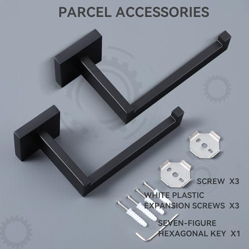 LANC Black Toilet Paper Holder, Bathroom Toilet Paper Roll Holder Wall Mounted, Modern Matte Black TP Holder for Bathroom Kitchen Stainless Steel, 2 Pack, A8807MB-P2 - color: Matte Black, size: Right(Screw-2Pcs)
