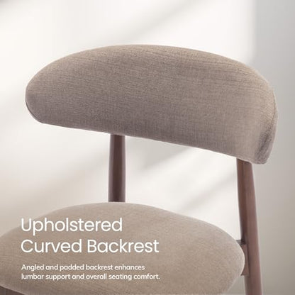 COLAMY Mid-Century Modern Wooden Dining Chair Set of 6, Indoor Upholstered Kitchen Chairs with 2.6" Cozy Padded Seat, Walnut Finish Side Dining Chair, [Camel] - color: Camel, size: 6 Chairs