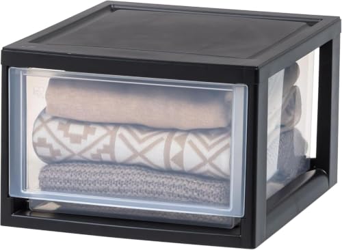 IRIS USA 14.5 Qt. Plastic Drawer Storage Organizer Stacking Drawers, 3-Pack, Stackable Unit with Sliding Drawer for Clothes Bedroom Kitchen Under Sink Pantry Craft Room Bathroom Dorm Office, Black - size: 14 Qt - 3 Pack