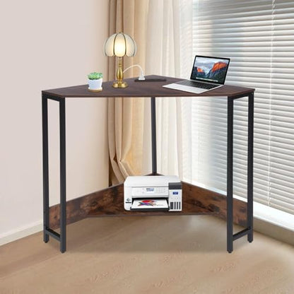 Corner Desk with Outlets, Small Desk for Limited Space, Modern Design with USB Ports and Power Sockets, Easy Assembly, Sturdy Construction for Home Office